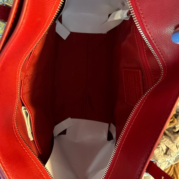 NWT Red leather Coach tote - Picture 7 of 9
